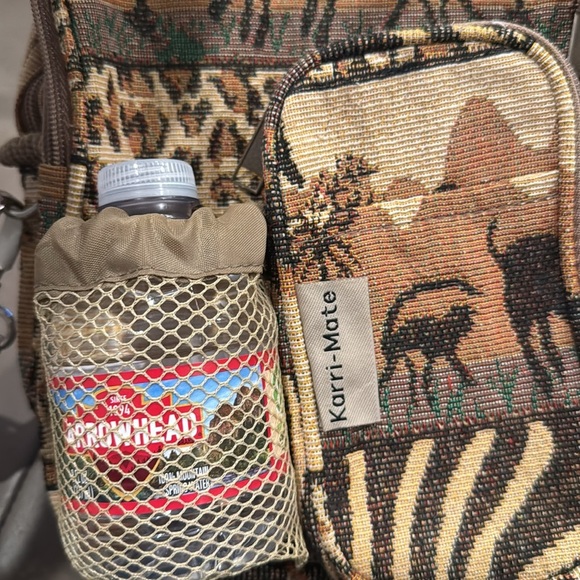 Vintage Karri-Mate Safari & Animal Print Tan & Black Tapestry Crossbody Bag - Picture 6 of 12